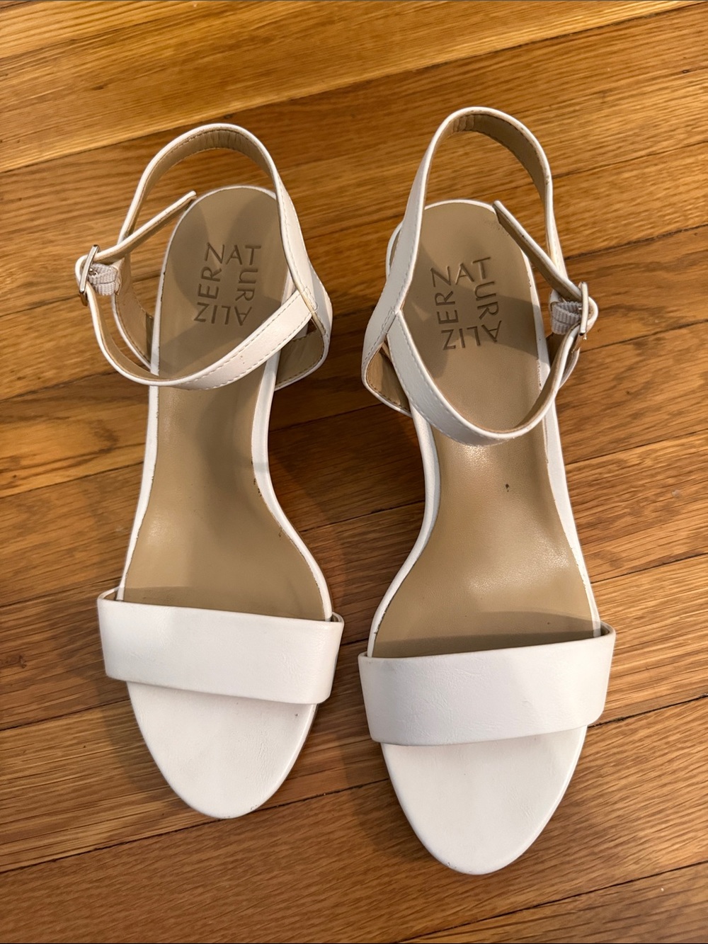 Naturalizer White Open-Toe Ankle-Strap Sandals